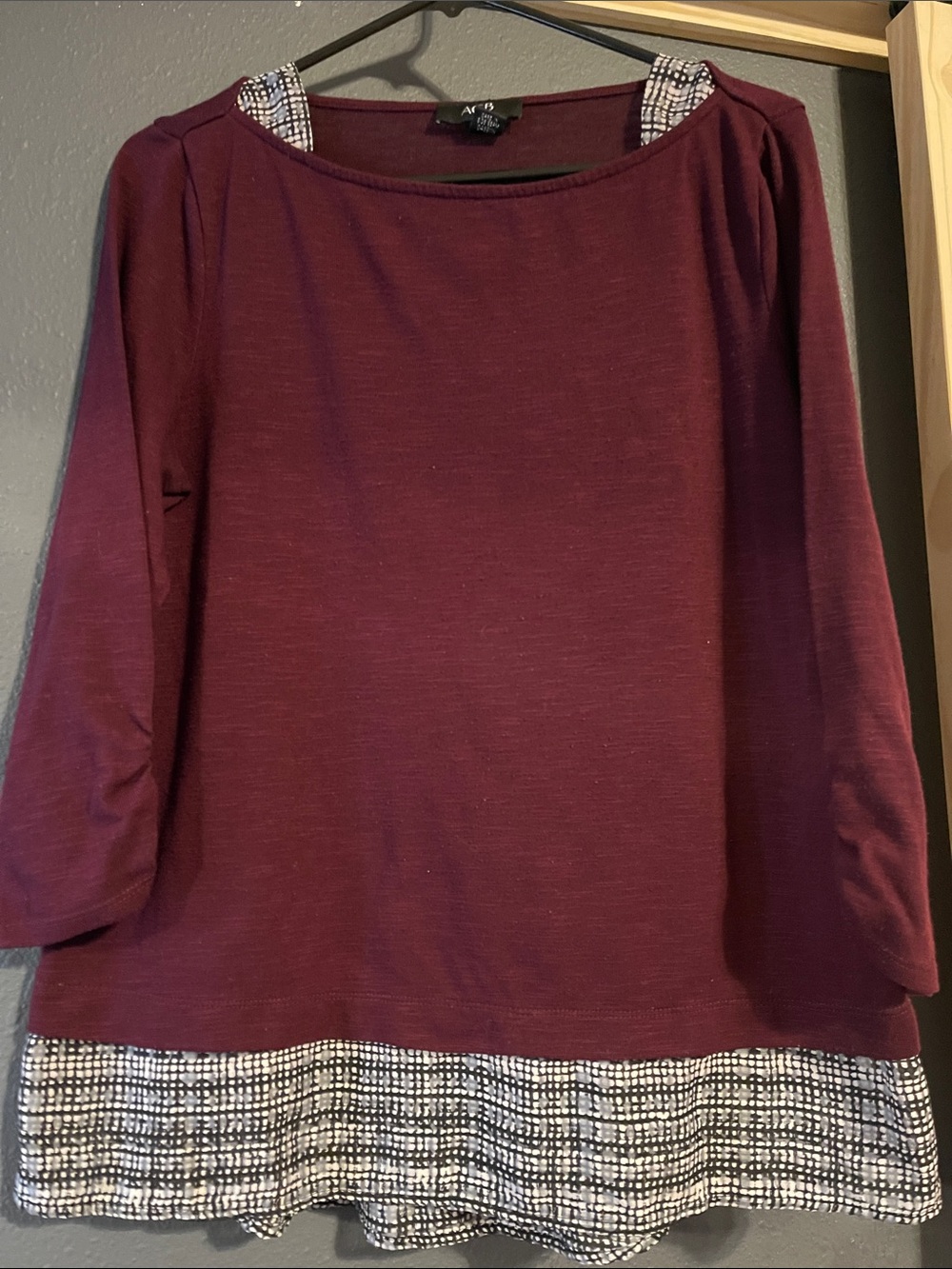 AGB Maroon Knit Tunic with Patterned Hem